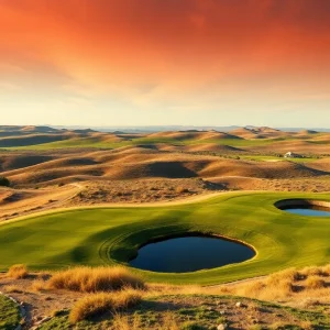 Aerial view of Bay Hill Golf Course showcasing its hilly landscape.