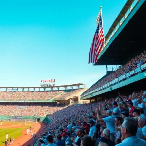 Fans celebrating at Steinbrenner Field after the Rays' victory.