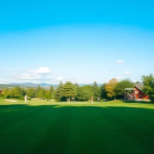 A group of women golfers smiling and playing on a sunny golf course