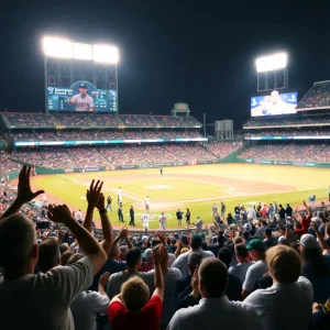 Celebration in the stadium after a walk-off home run on Opening Day