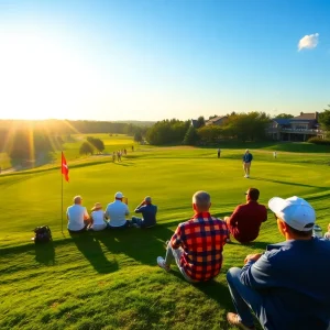 Golfers enjoying a sunny day at the Metropolitan Golf Club in Melbourne.