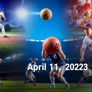 Collage of sports events happening on April 11, 2023