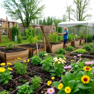 Community garden showcasing growth supported by composting efforts