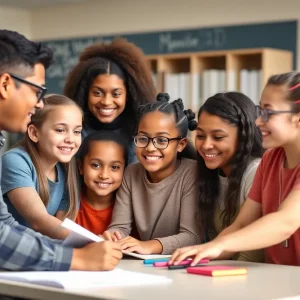 Students and educators collaborating in a classroom