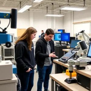 Students training in the advanced manufacturing lab at St. Petersburg College