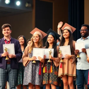 Graduates celebrating at Apollo Beach Woman’s Club scholarship ceremony