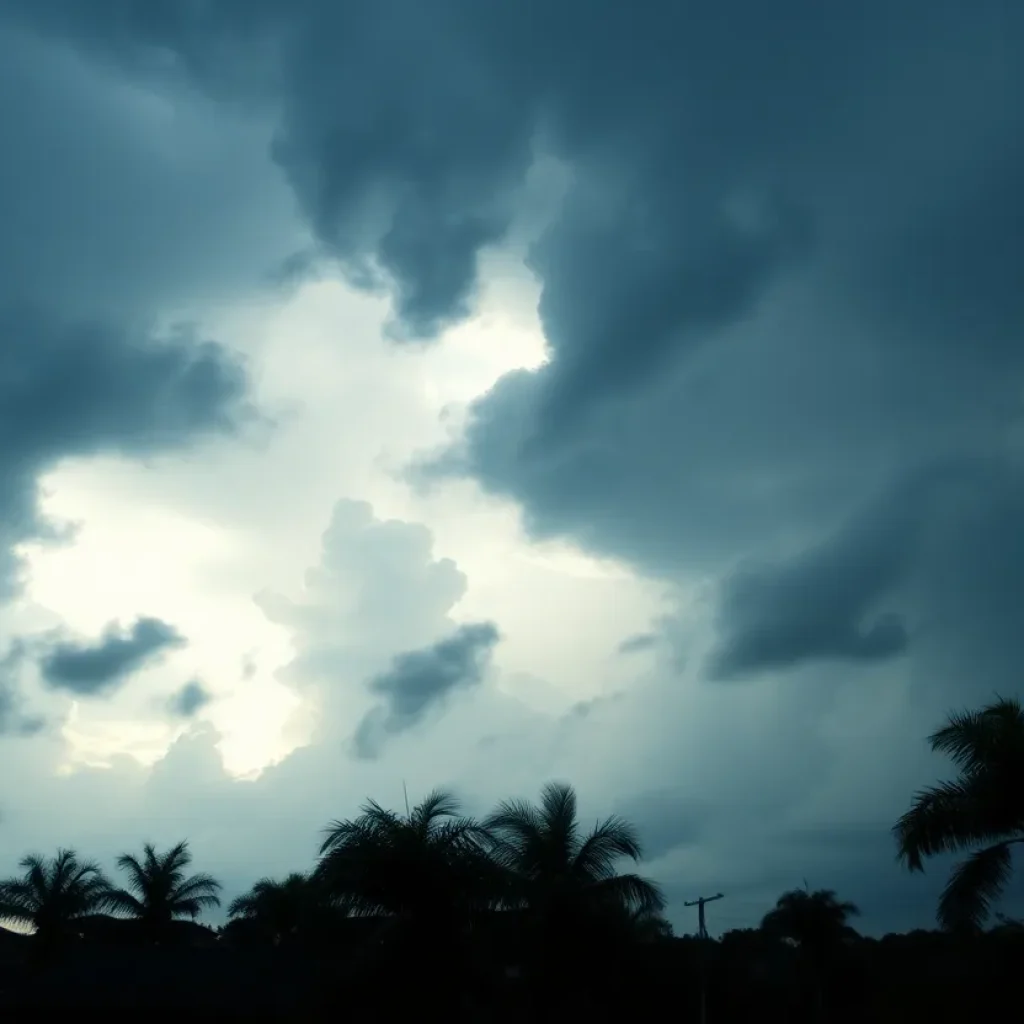 Dramatic storm clouds gathering over Tampa Bay