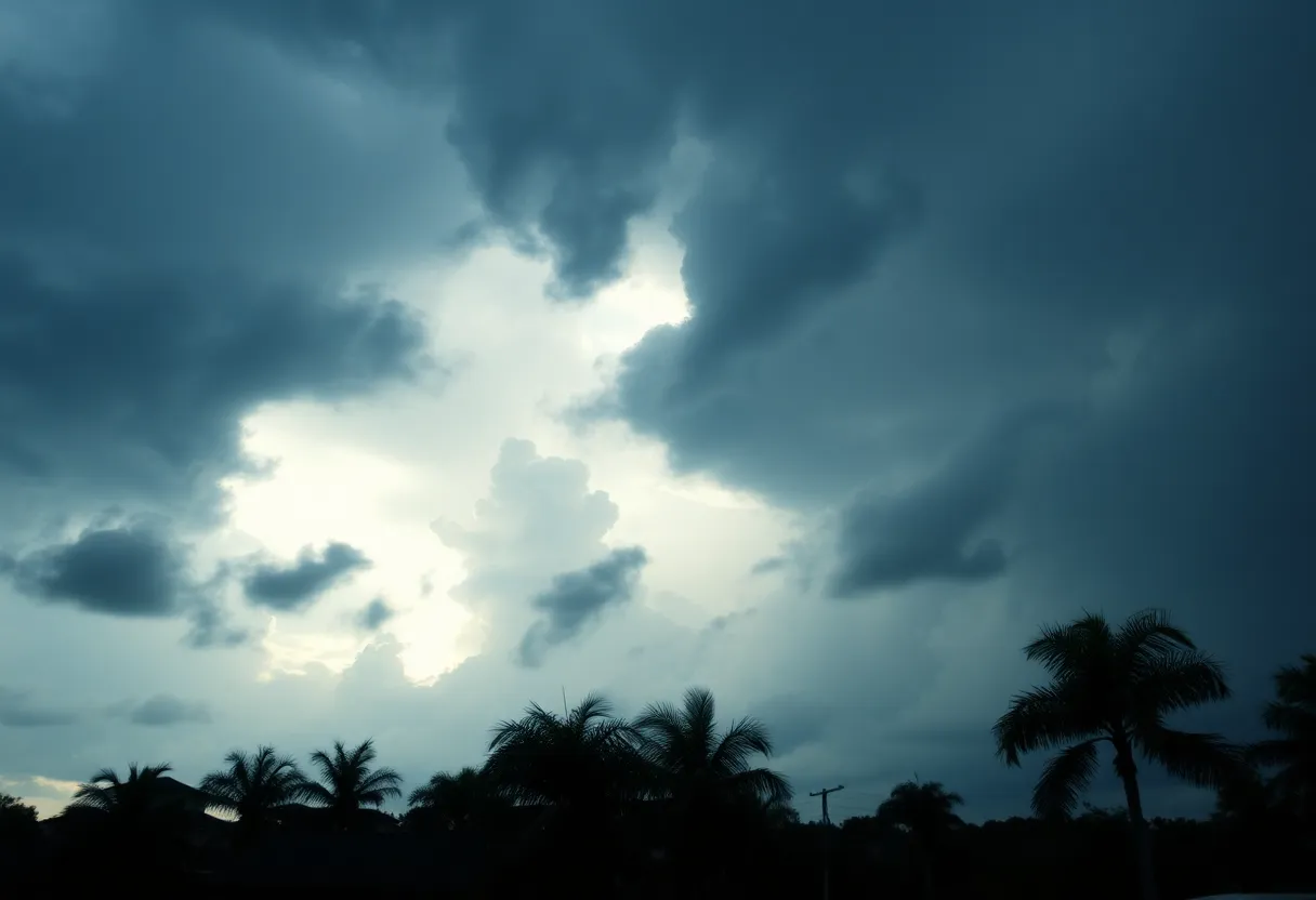 Dramatic storm clouds gathering over Tampa Bay