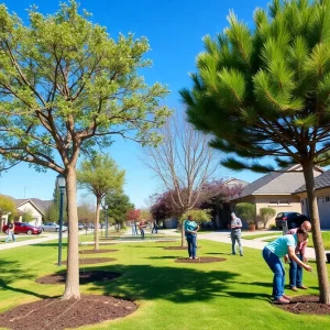 Community members planting trees in Forest Hills, Tampa