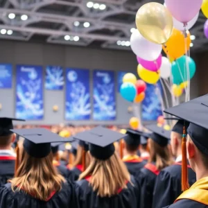 Graduates celebrating at Hillsborough Community College Commencement.