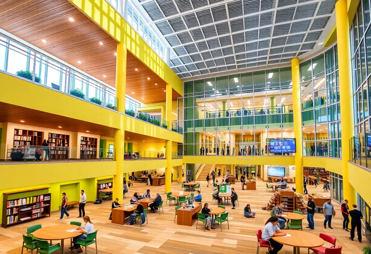 Students at the Marshall Student Center interacting and studying