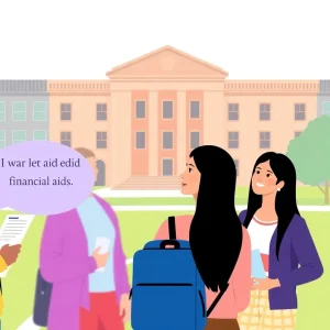 Students discussing tuition changes at a university campus