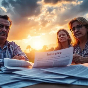 Homeowners evaluating insurance documents in Florida