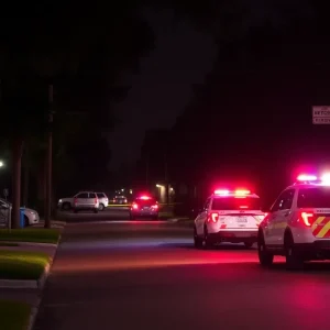 Police lights flashing at a crime scene in Tampa