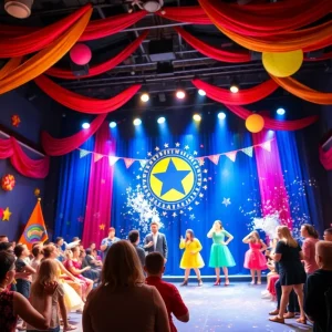 Theater performance of Puffs in Tampa, showcasing vivid costumes and a magical ambiance.