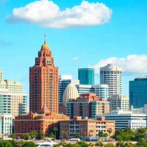 Skyline view of Tampa with hotels and modern city architecture