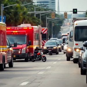 Traffic accident scene on Hillsborough Avenue in Tampa