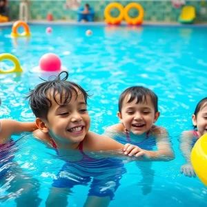 Children enjoying a swimming lesson at the High 5 Recreation Center