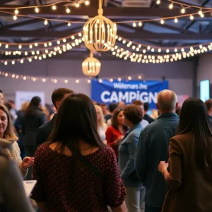 Community members gathering for a campaign event.
