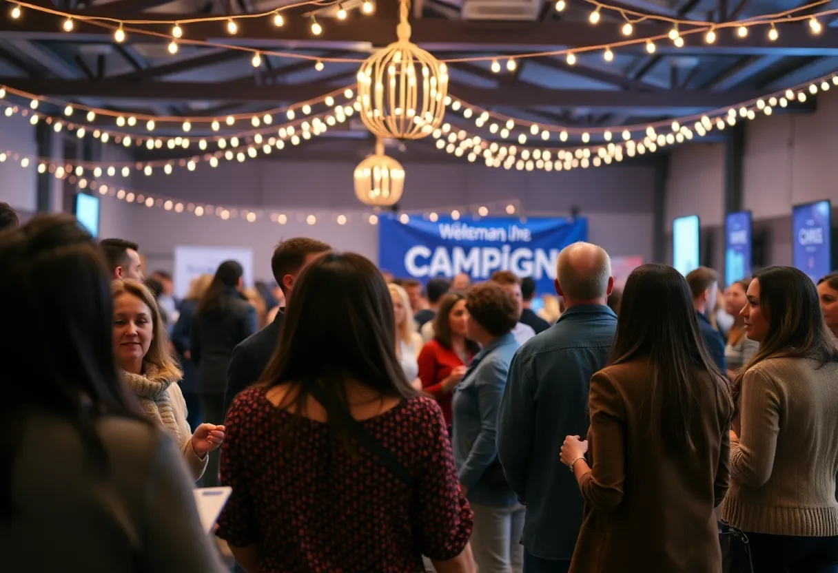 Community members gathering for a campaign event.