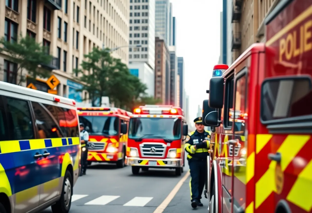 Police and firefighting equipment representing community safety
