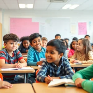 Students actively participating in a classroom setting