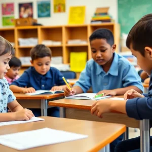 Students learning in a classroom at Immanuel Lutheran School