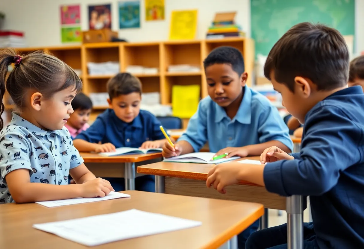 Students learning in a classroom at Immanuel Lutheran School