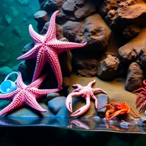 Cold-water tide pool with marine invertebrates at Florida Aquarium