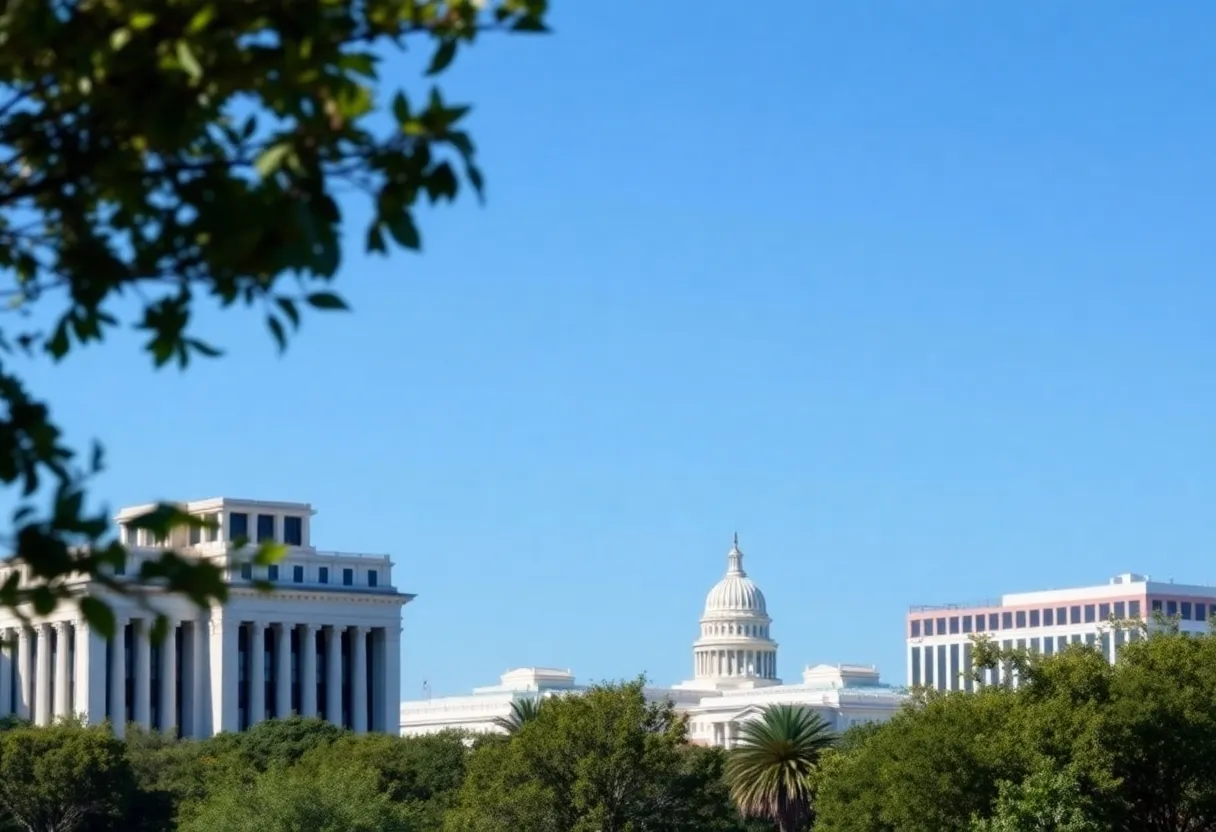 Panoramic view of Hillsborough and Pinellas County government buildings