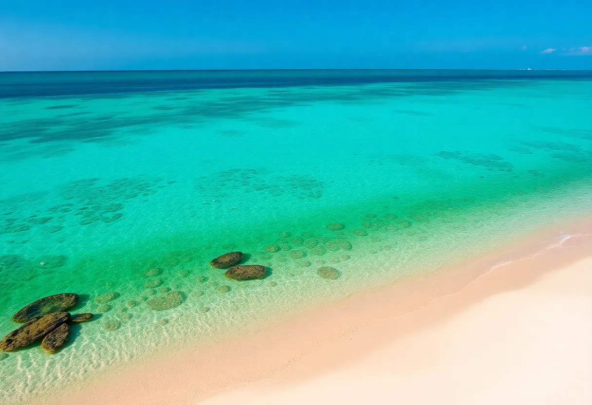 A beautiful view of Florida's Gulf Coast with sandy beaches and blue water.