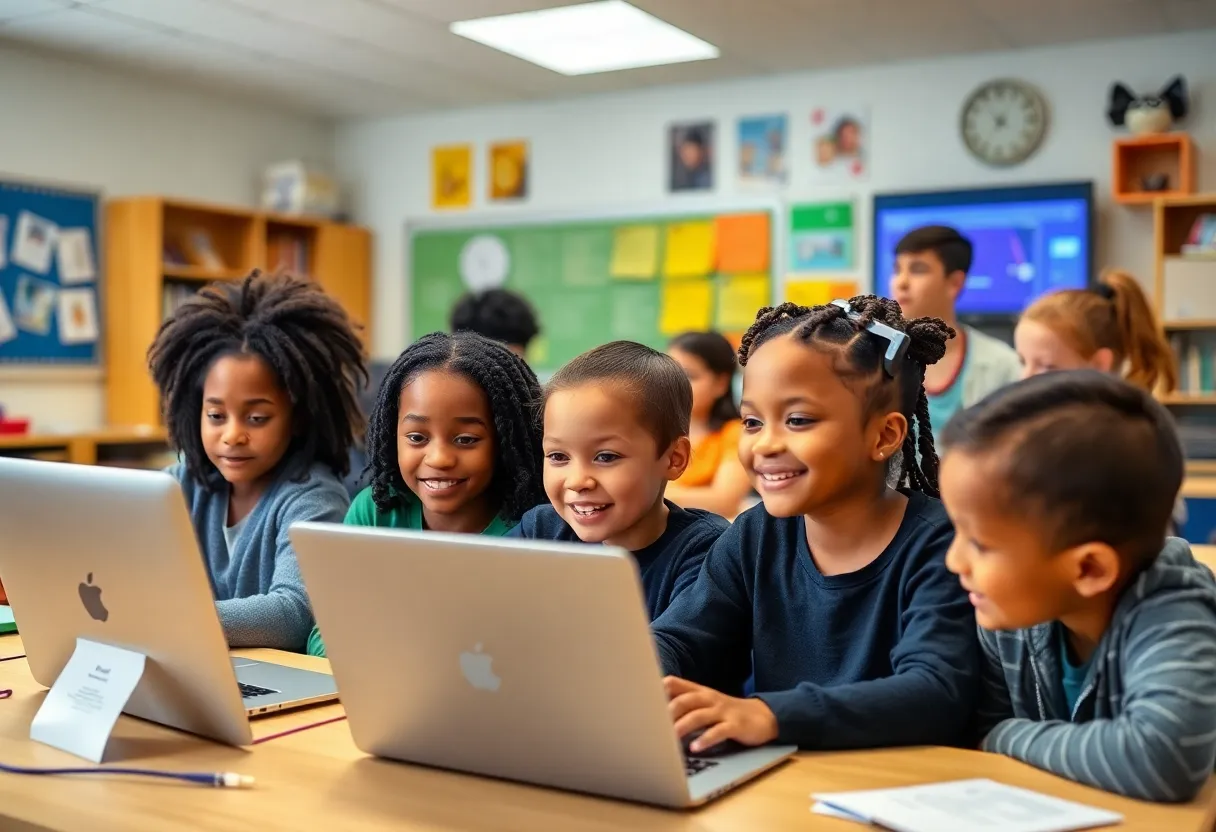Diverse students engaged in innovative learning activities in a Florida classroom
