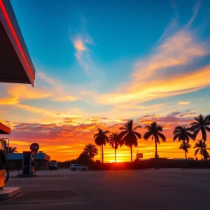 Gas station in Florida showing gas prices