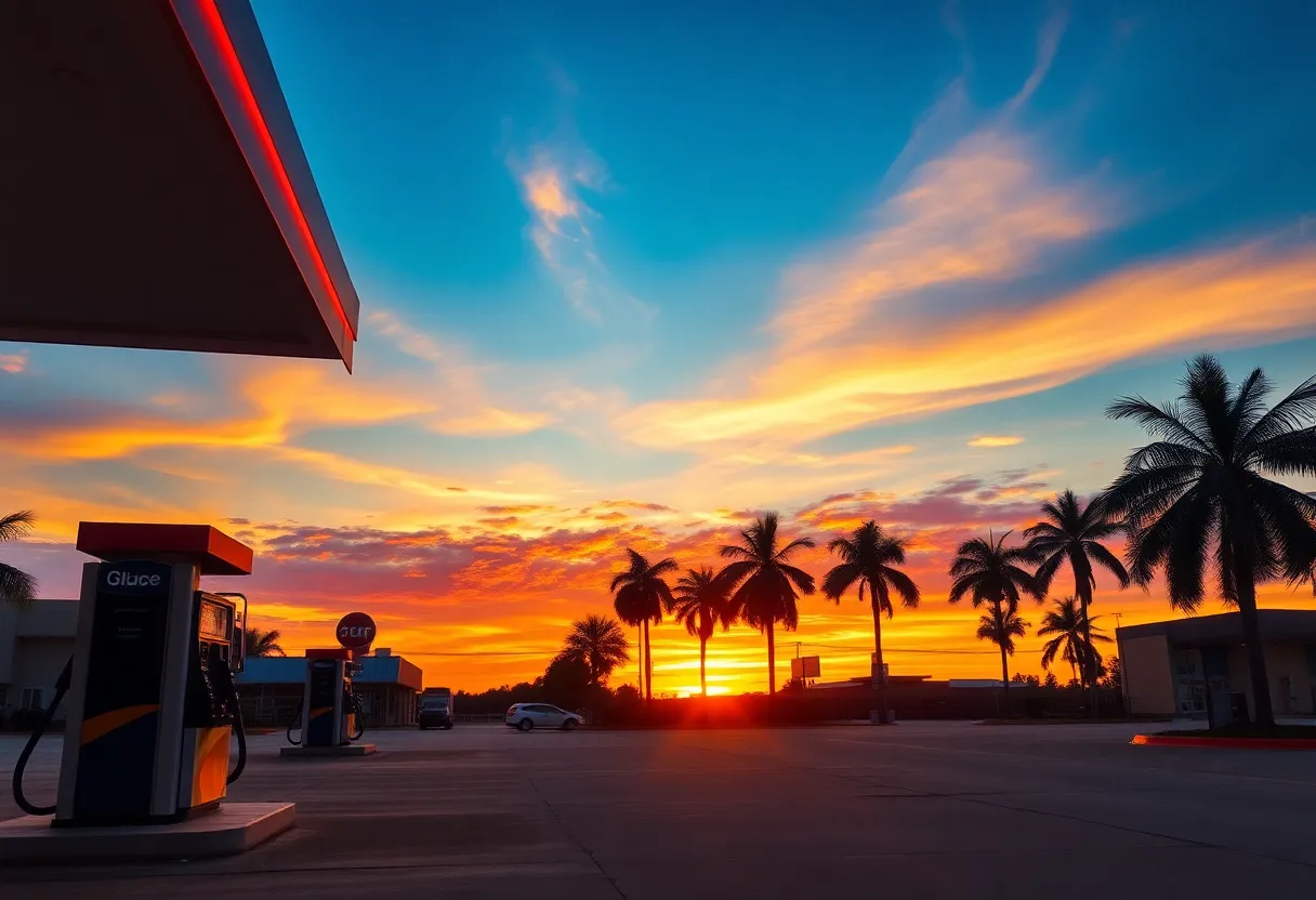Gas station in Florida showing gas prices