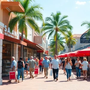 Shopping scene in Florida showcasing retail growth and vibrant tourism.