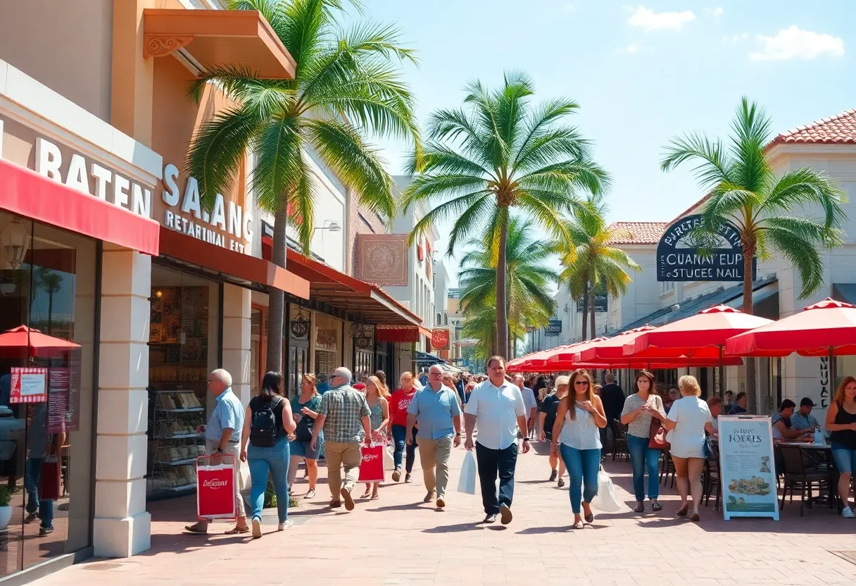 Shopping scene in Florida showcasing retail growth and vibrant tourism.