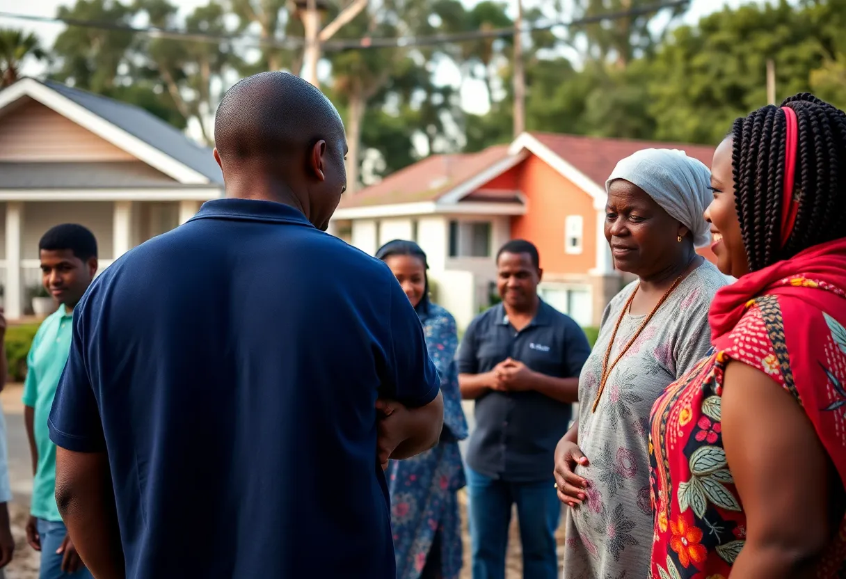 Community members gathering for a screening of the 'Rising: Surviving the Surge' documentary on Hurricane Ian