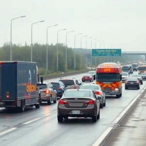 Heavy traffic on I-275 with emergency vehicles present
