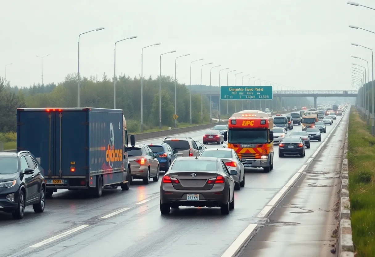 Heavy traffic on I-275 with emergency vehicles present