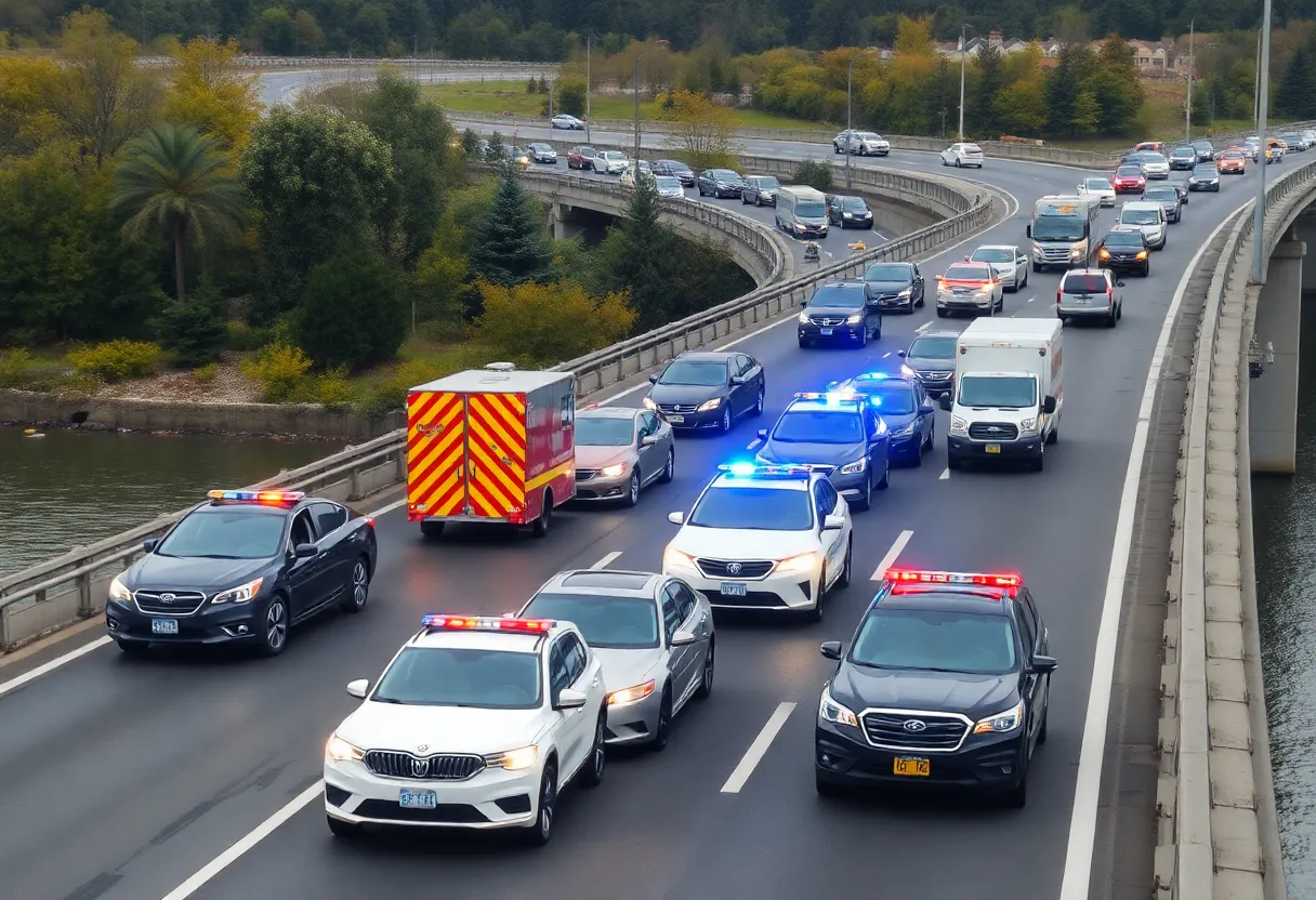 Emergency responders at the scene of a multi-car crash on I-75