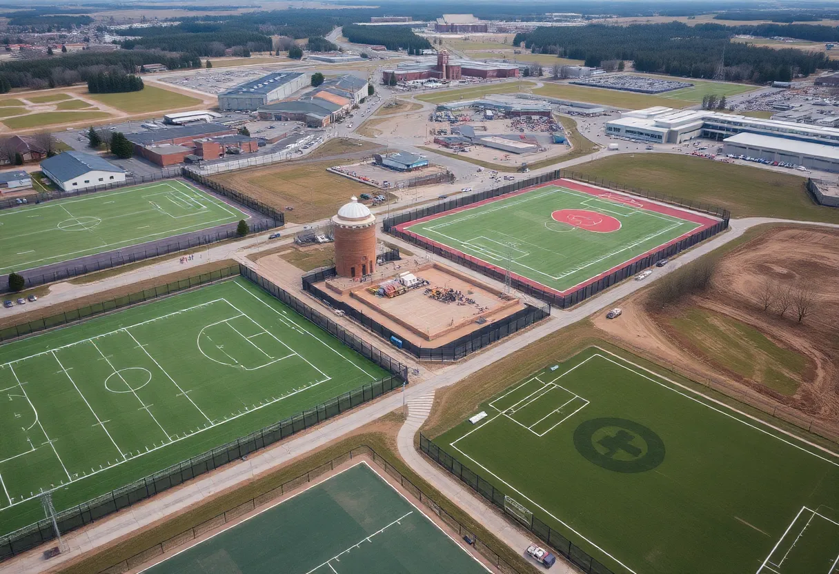 Aerial view of MacDill Air Force Base showing sports fields