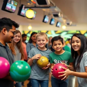 Community members bowling at the Strike Out Child Abuse Bowl-a-Thon event