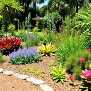 A garden demonstrating sustainable landscaping practices with Florida native plants