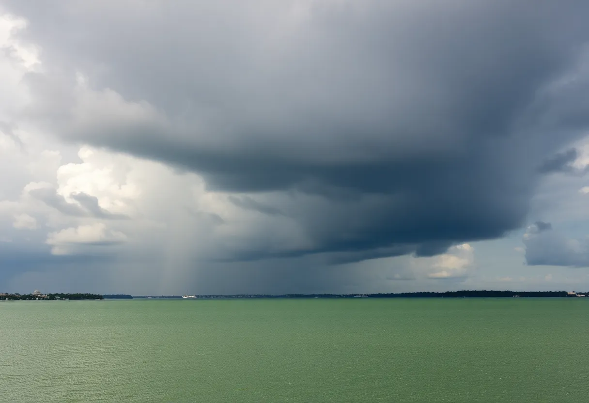 Scenic view of Tampa Bay with threatening storm clouds