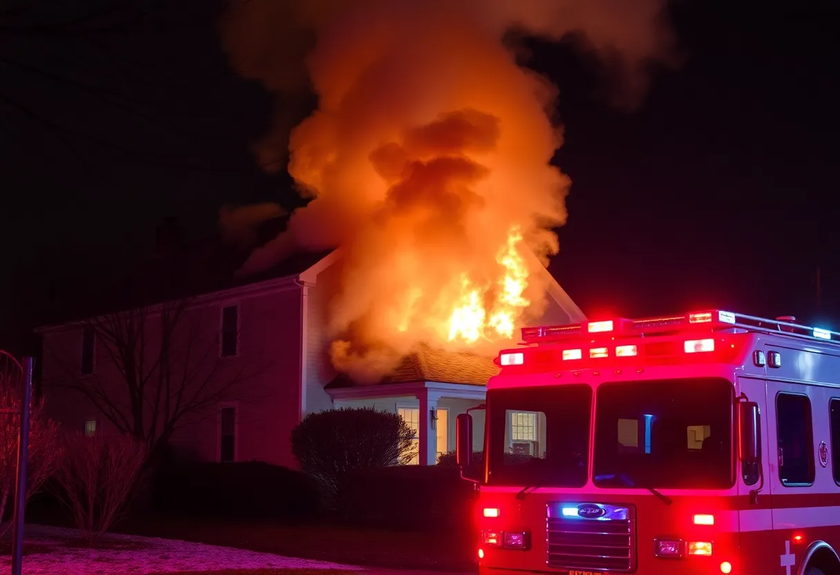 Emergency responders working during a house fire in Tampa