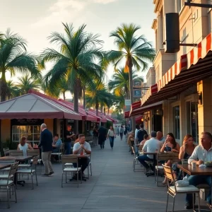 Outdoor view of Tampa restaurants with short lines and diners being seated quickly