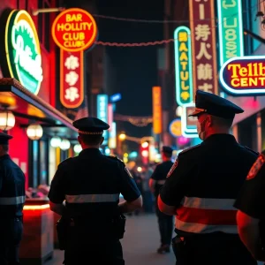 Police conducting an underage drinking operation in Tampa at night