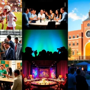 Collage representing sports and hospitality at USF.