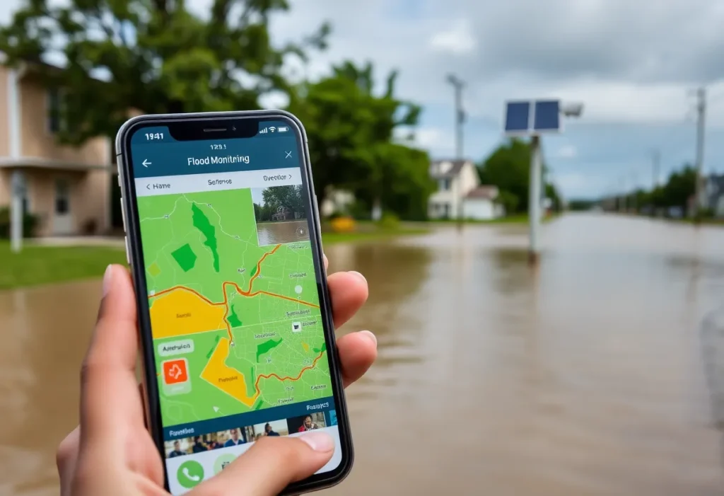 Enhanced CRIS-HAZARD flood monitoring app on a smartphone