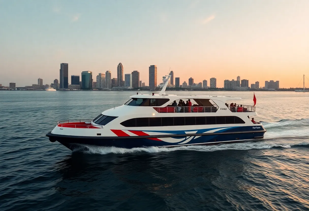 High-speed ferry on Tampa Bay connecting Tampa and St. Petersburg